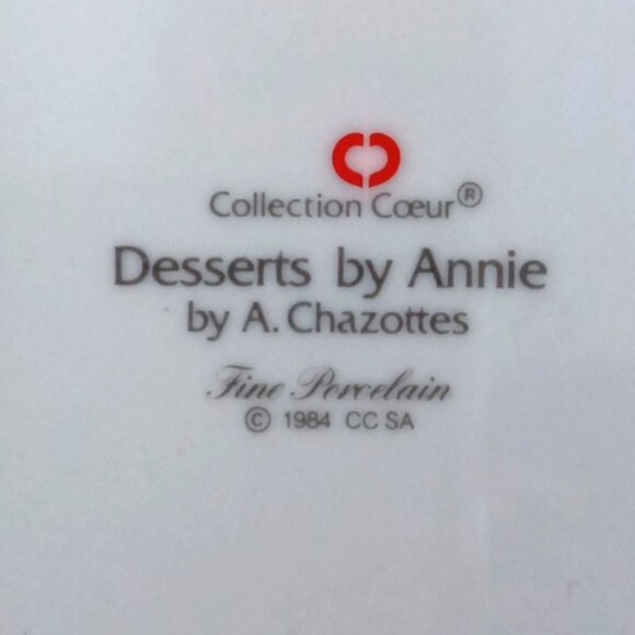 Vintage 1984 Dessert Plates by Annie Chazottes Set of 6 Collection Couer - Picture 11 of 11